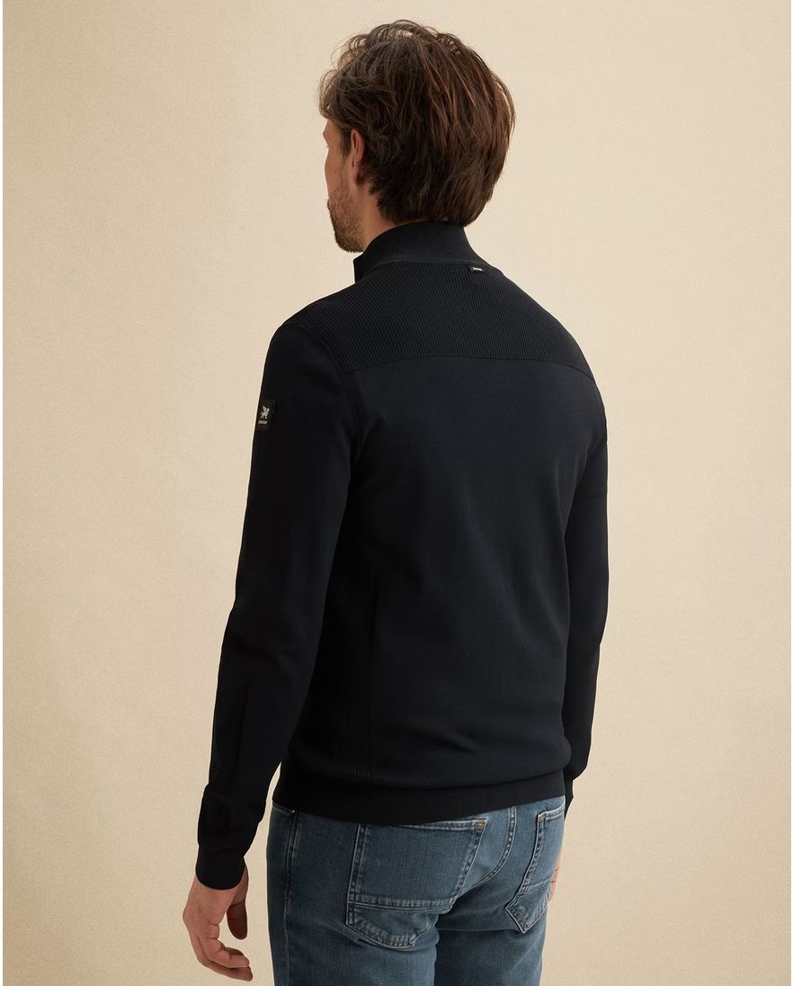 Vanguard vest navy effen gebreid