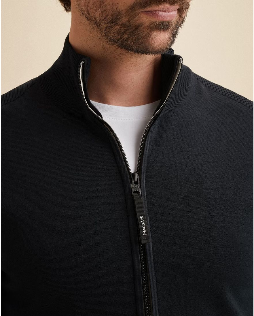 Vanguard vest navy effen gebreid