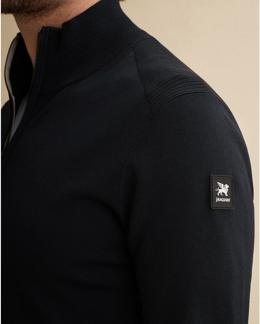 Vanguard vest navy effen gebreid