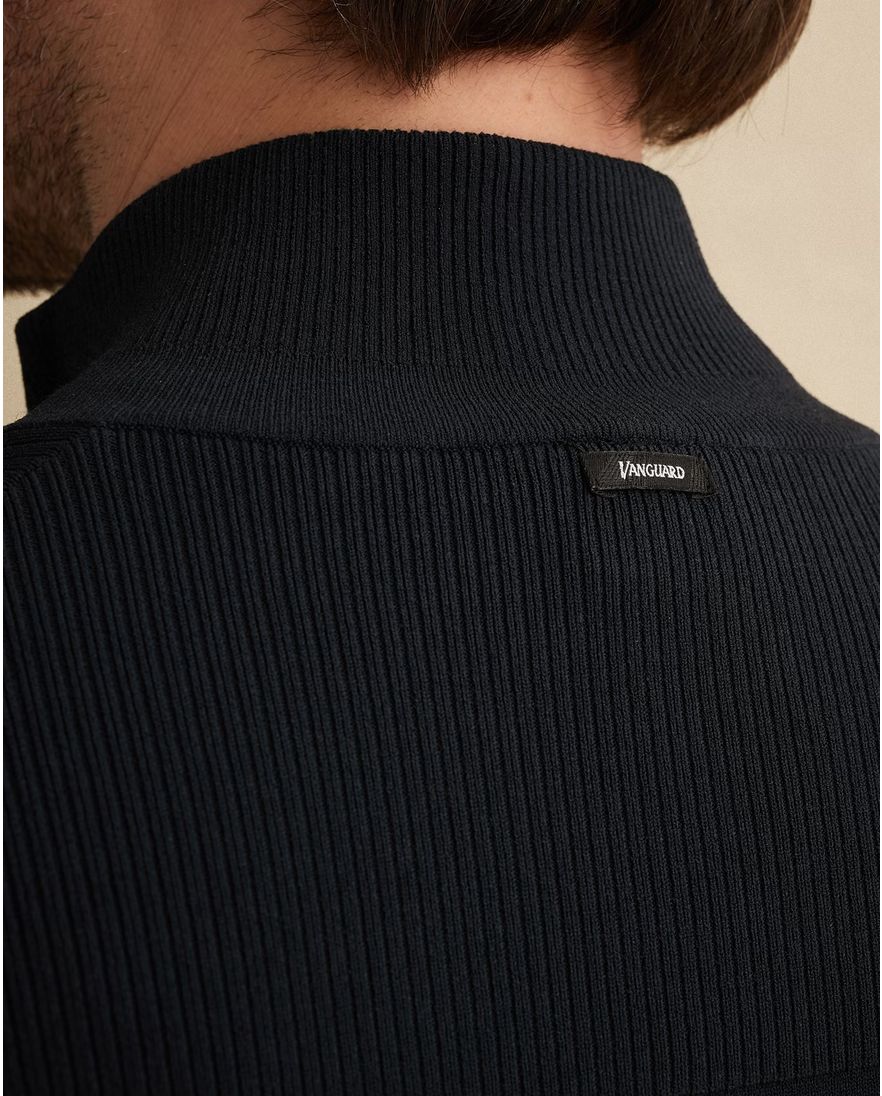 Vanguard vest navy effen gebreid