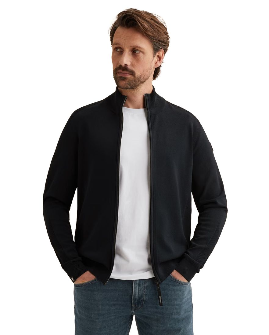 Vanguard vest navy effen gebreid