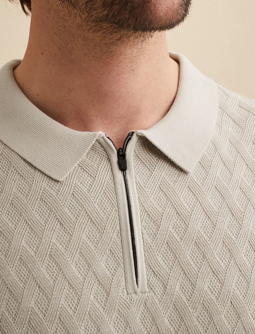 Vanguard poloshirt beige gebreid met rits