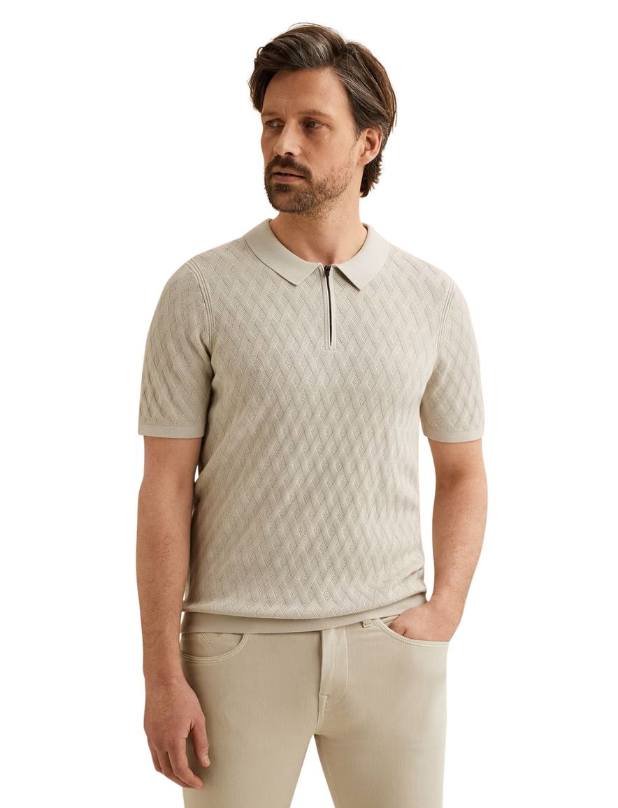 Vanguard poloshirt beige gebreid met rits