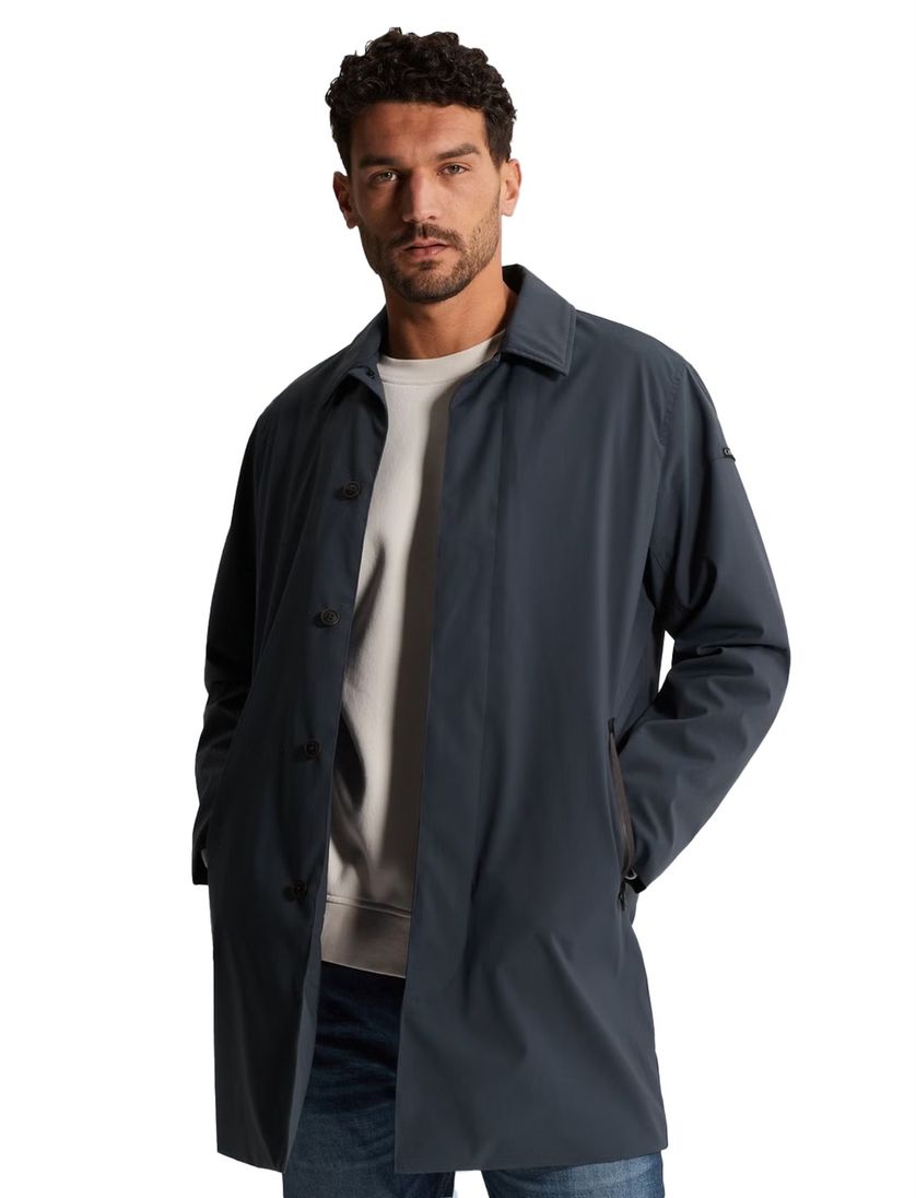 Regenjas Cast Iron donkerblauw knopen