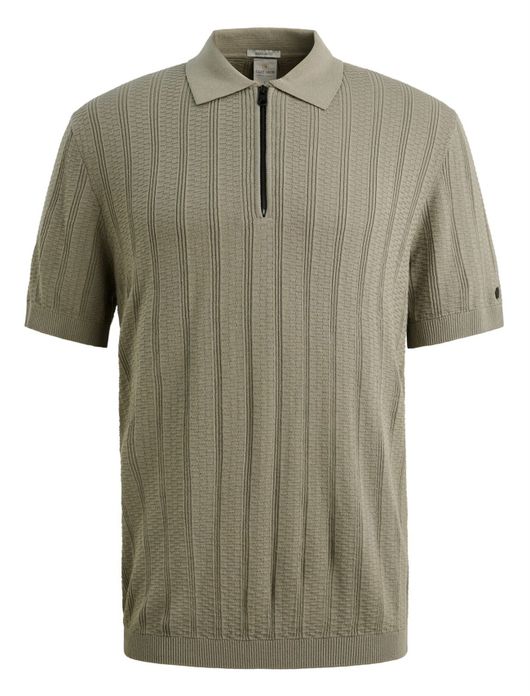 Cast Iron poloshirt khaki normale fit textuur