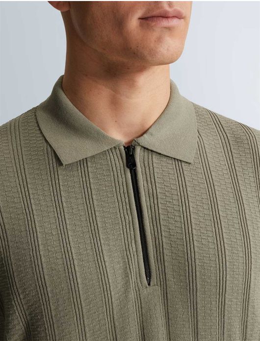 Cast Iron poloshirt khaki normale fit textuur