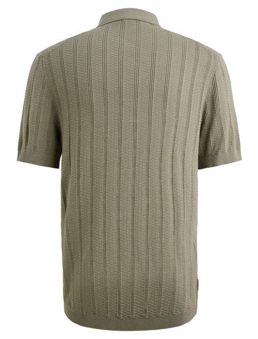 Cast Iron poloshirt khaki normale fit textuur
