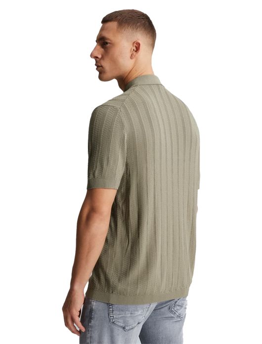Cast Iron poloshirt khaki normale fit textuur