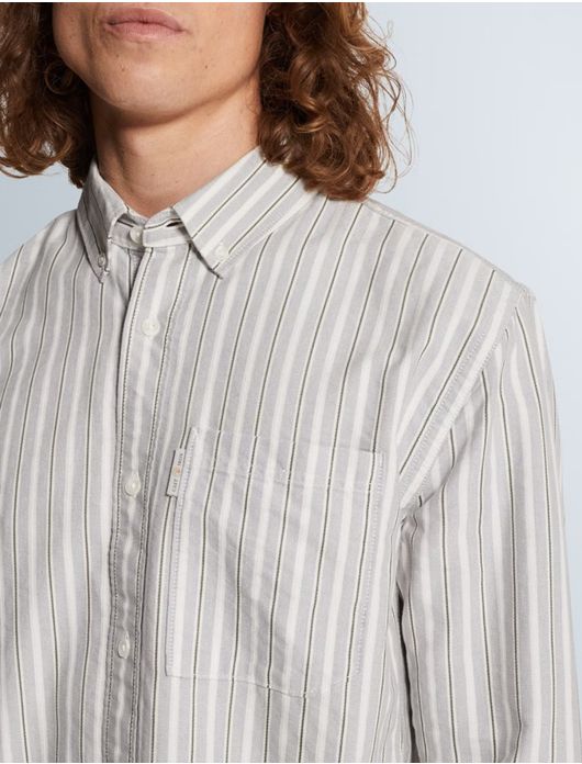 Cast Iron Regular Fit overhemd lila groen gestreept