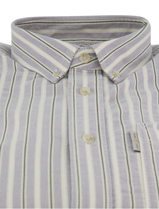 Cast Iron Regular Fit overhemd lila groen gestreept