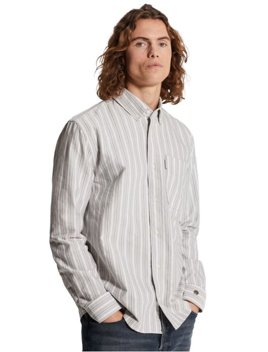 Cast Iron Regular Fit overhemd lila groen gestreept