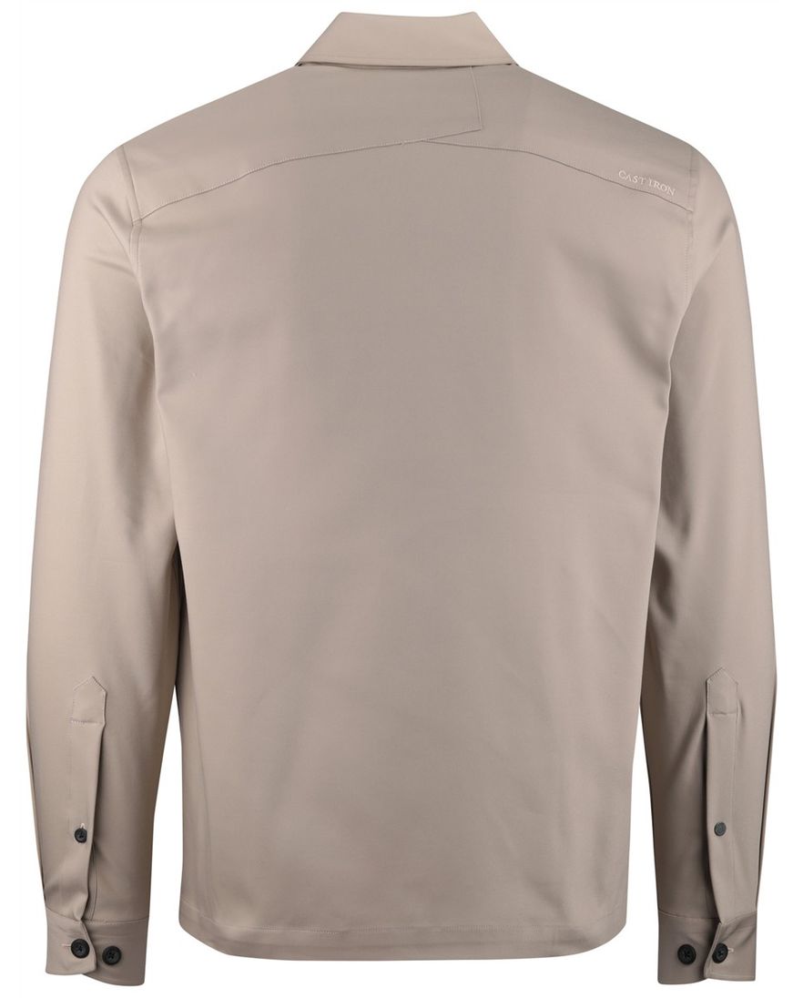 Beige overshirt Cast Iron rits borstzakken normale fit