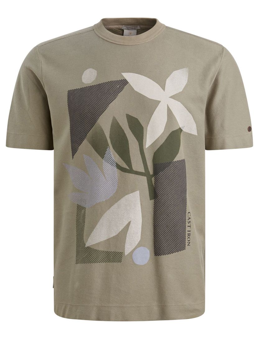 T-shirt Cast Iron groen normale fit ronde hals opdruk