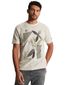 T-shirt Cast Iron beige met opdruk ronde hals