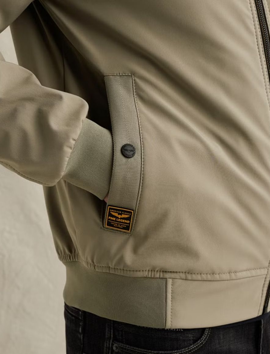 Softshell jas PME Legend Skyglider khaki groen elastische tailleband