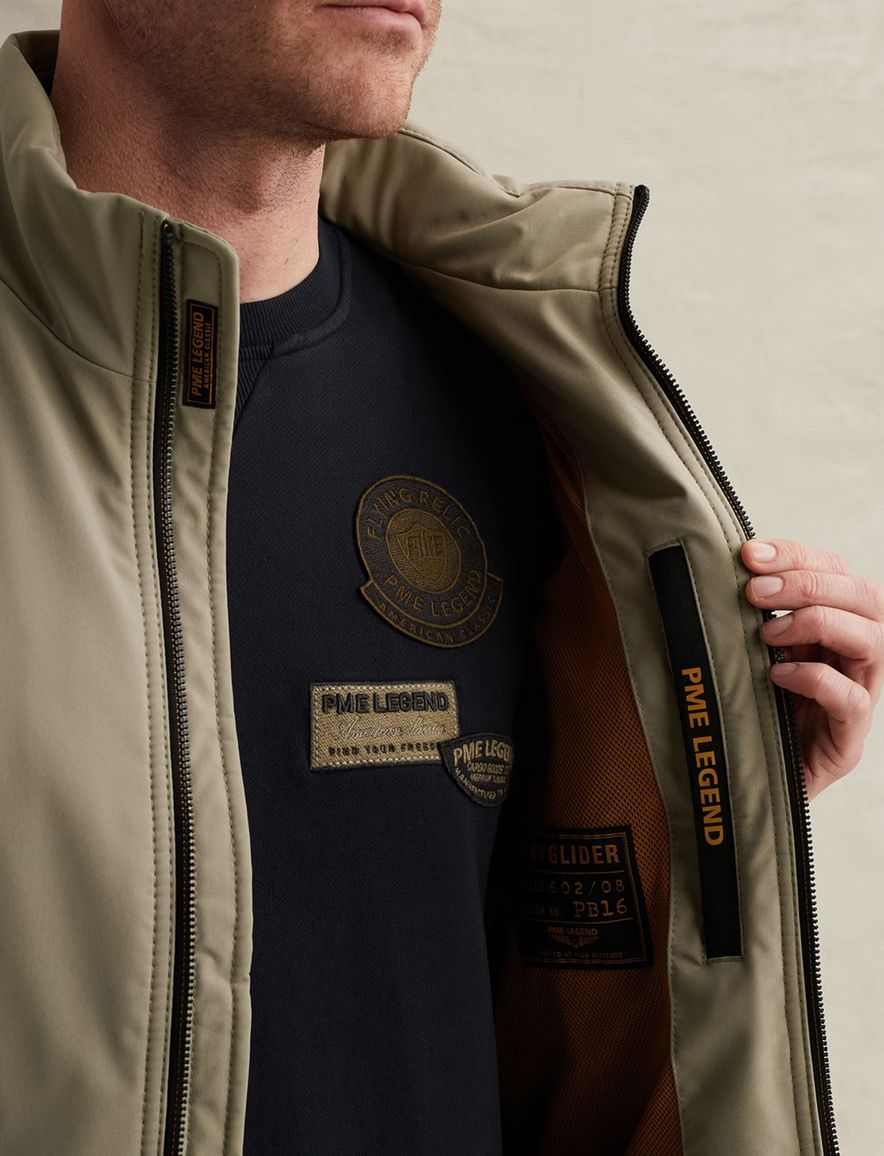 Softshell jas PME Legend Skyglider khaki groen elastische tailleband