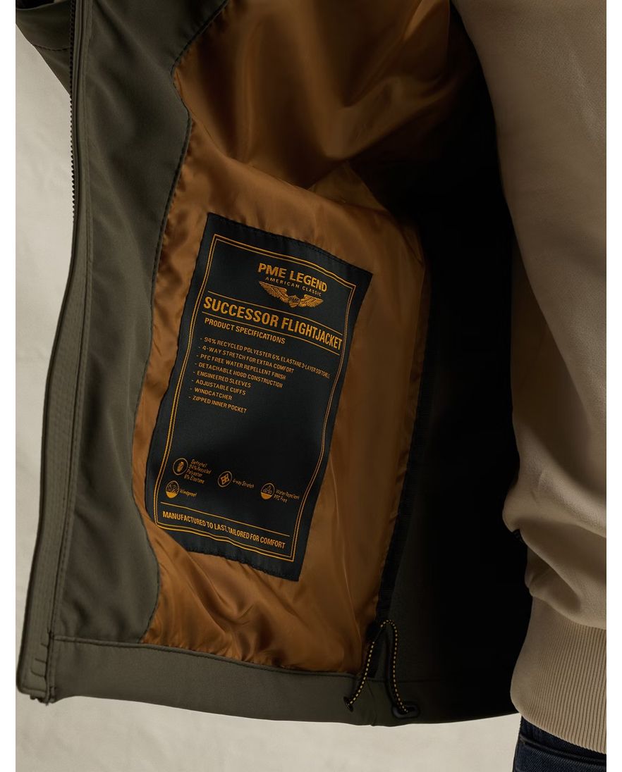 Softshell jas PME Legend Successor donkergroen afritsbare capuchon