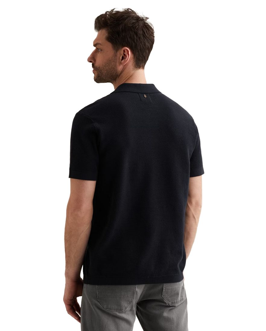 Donkerblauw poloshirt PME Legend drie knoopssluiting