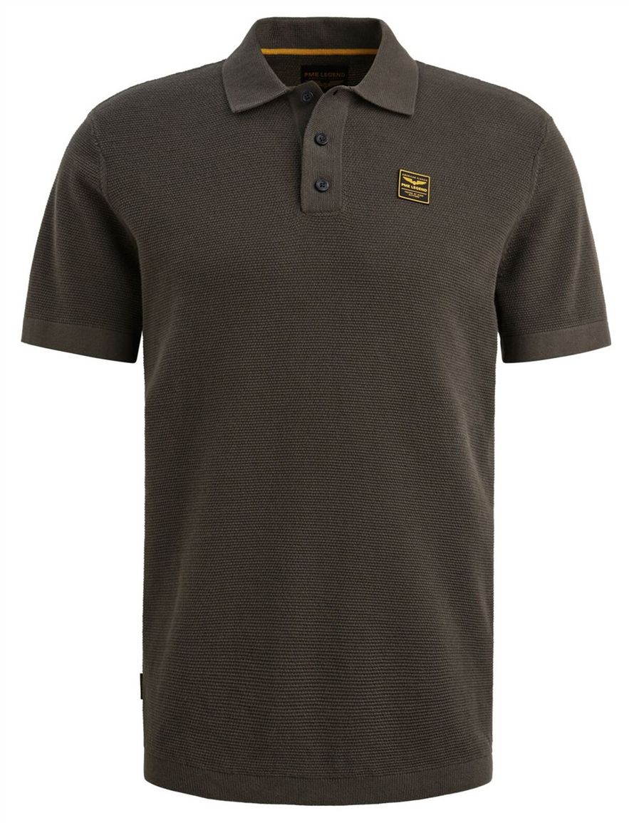 PME legend poloshirt donkergroen fijn gebreide structuur