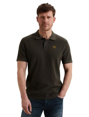 PME Legend PME legend poloshirt donkergroen fijn gebreide structuur