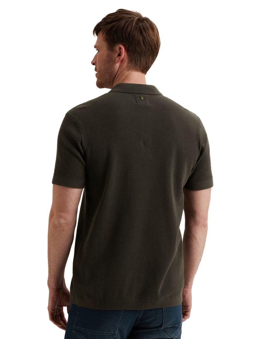 PME legend poloshirt donkergroen fijn gebreide structuur