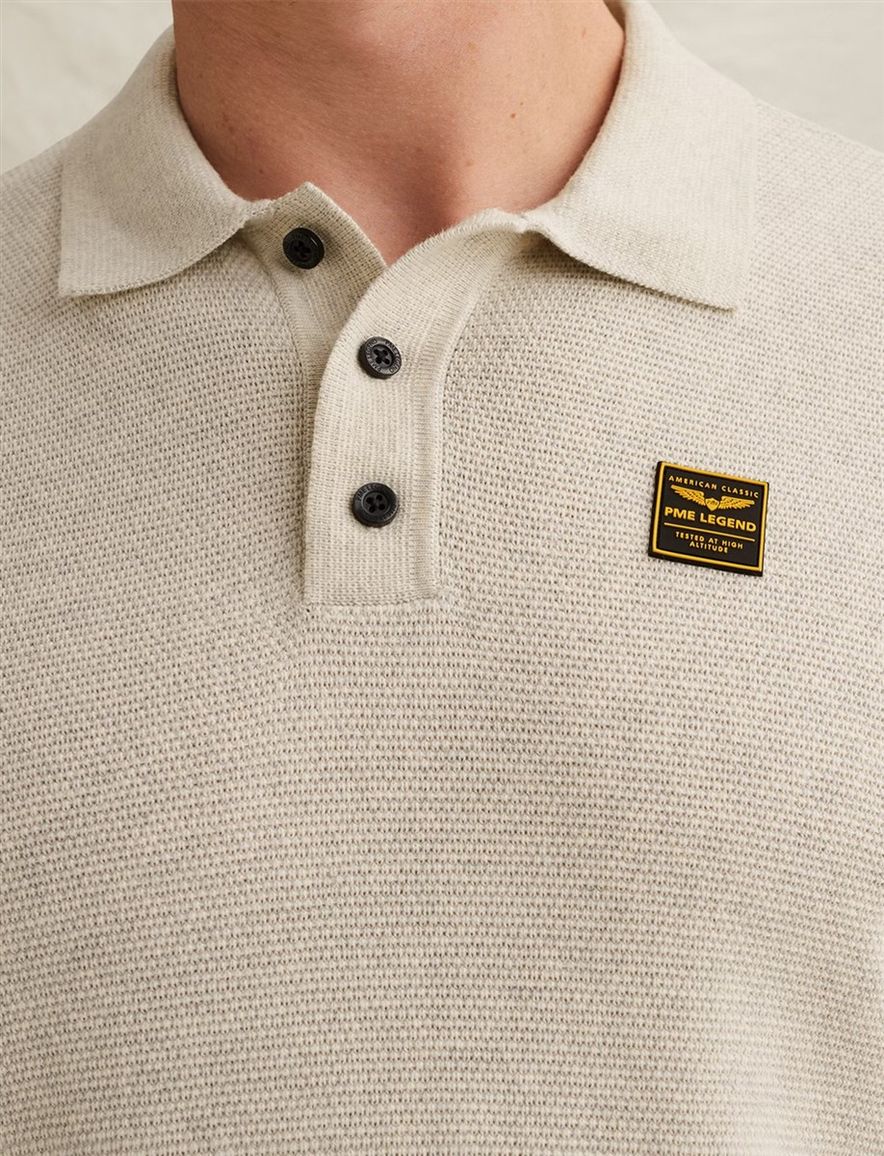 PME Legend Poloshirt beige structuur