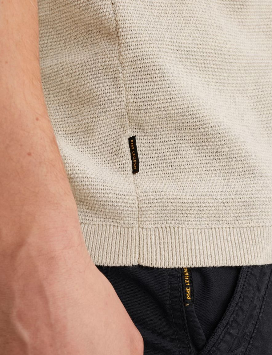 Beige poloshirt PME Legend structuur gebreid