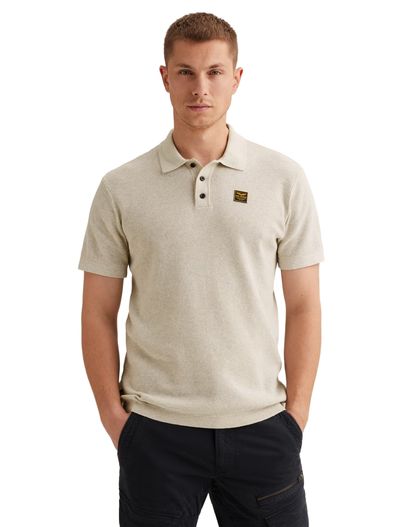 PME Legend Beige poloshirt PME Legend structuur gebreid