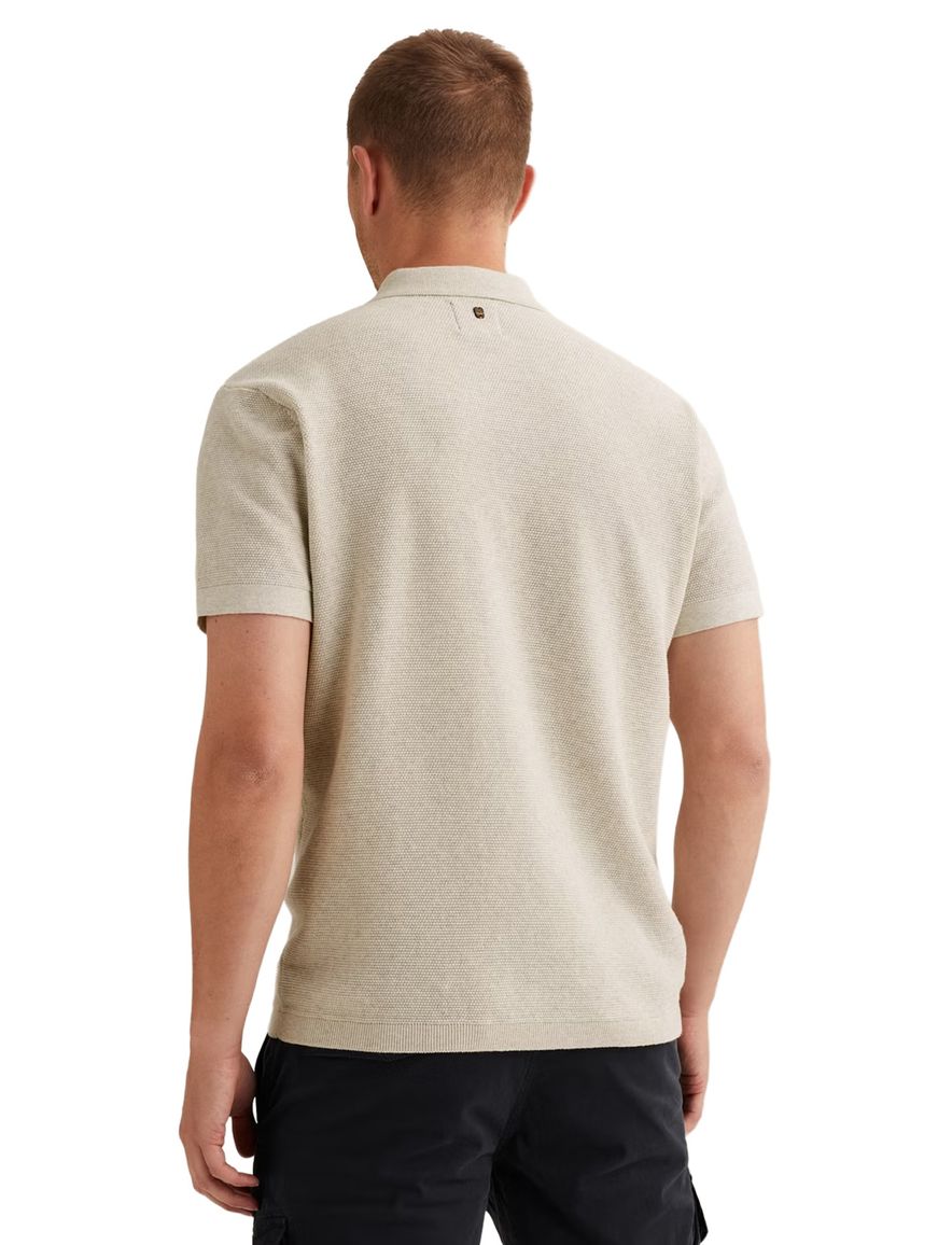 Beige poloshirt PME Legend structuur gebreid