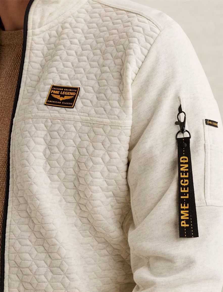 Creme vest PME Legend interlock structuur rits