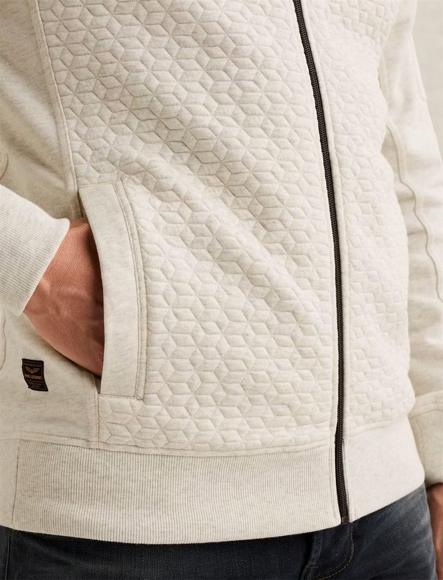 Creme vest PME Legend interlock structuur rits