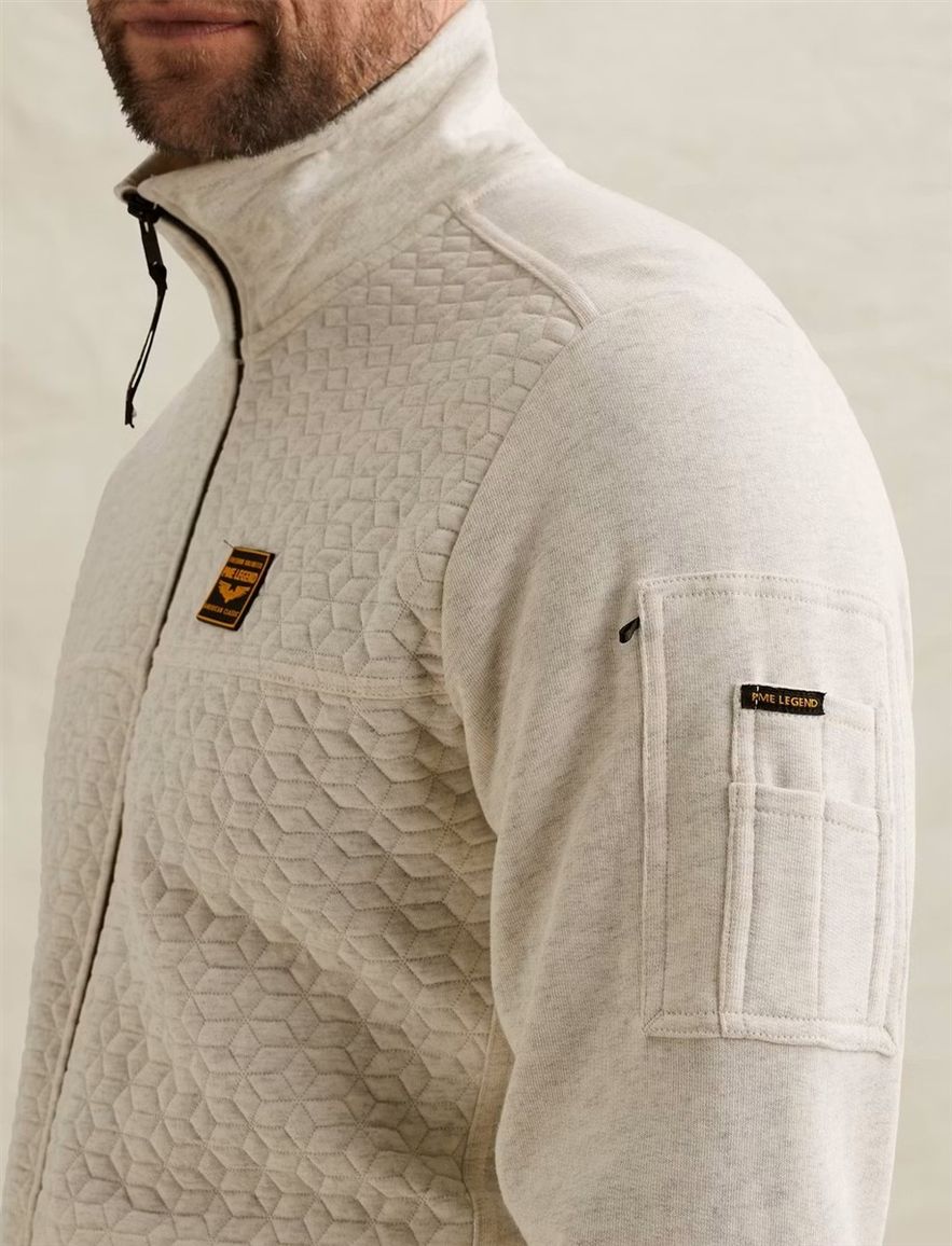 Creme vest PME Legend interlock structuur rits