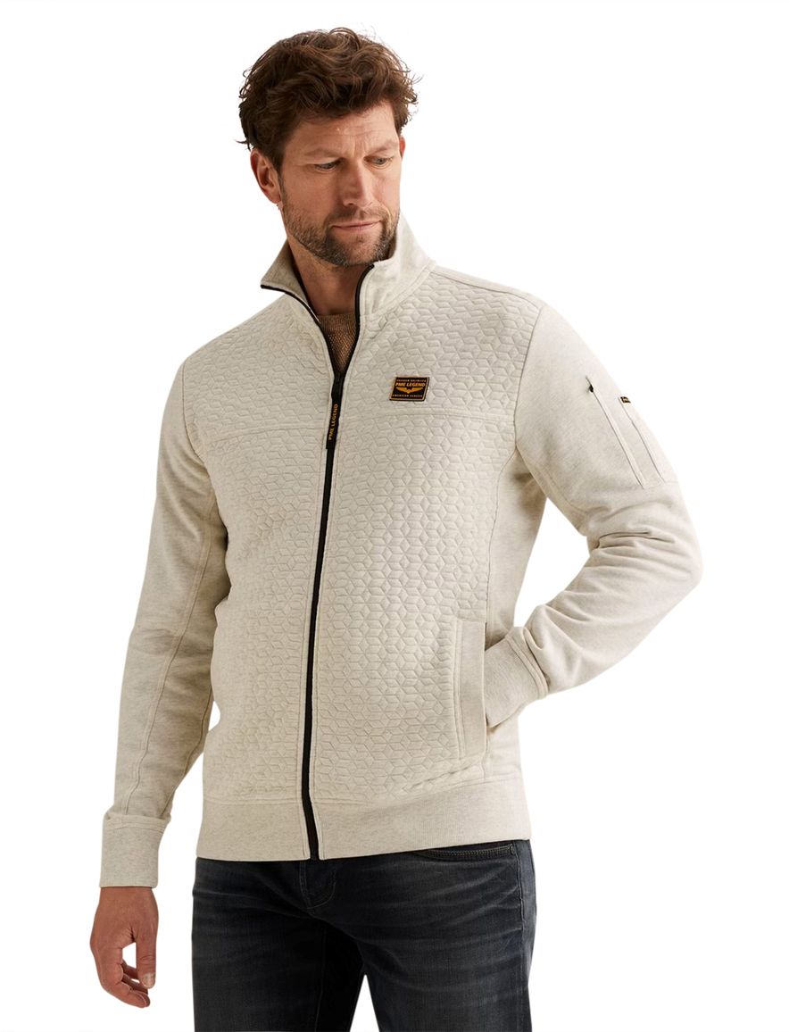 Creme vest PME Legend interlock structuur rits