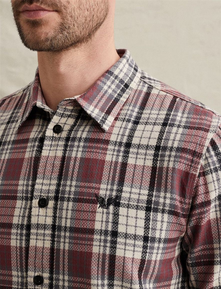 Rood geruit PME Legend Overhemd visgraat stiksel