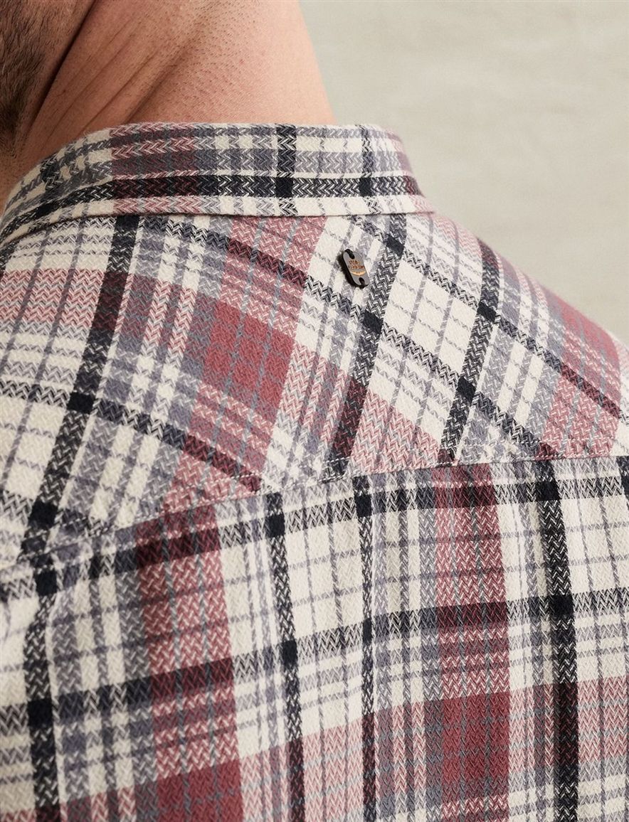 Rood geruit PME Legend Overhemd visgraat stiksel