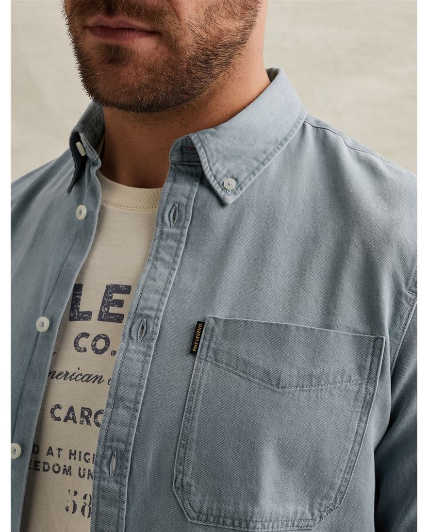 Lichtblauw spijker Overhemd PME Legend casual