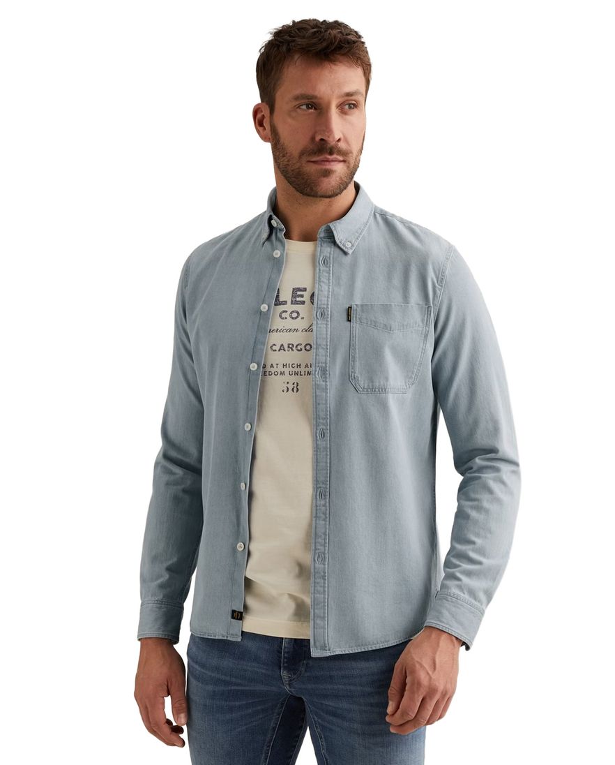Lichtblauw spijker Overhemd PME Legend casual