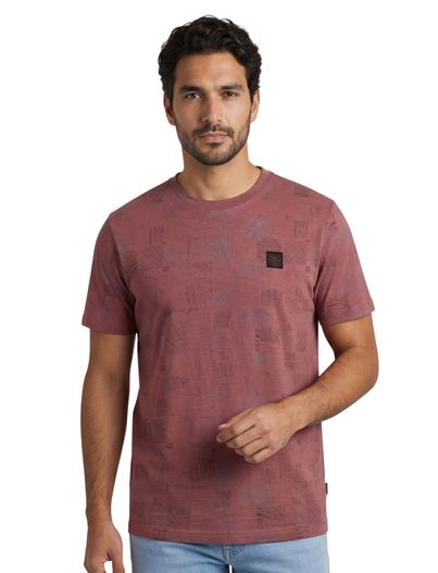 PME Legend Rood geprint t-shirt PME Legend ronde hals