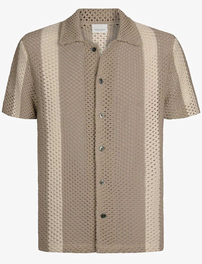 Poloshirt korte mouw Profuomo gehaakt strepen normale fit