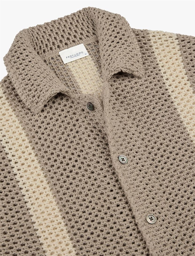 Poloshirt korte mouw Profuomo gehaakt strepen normale fit