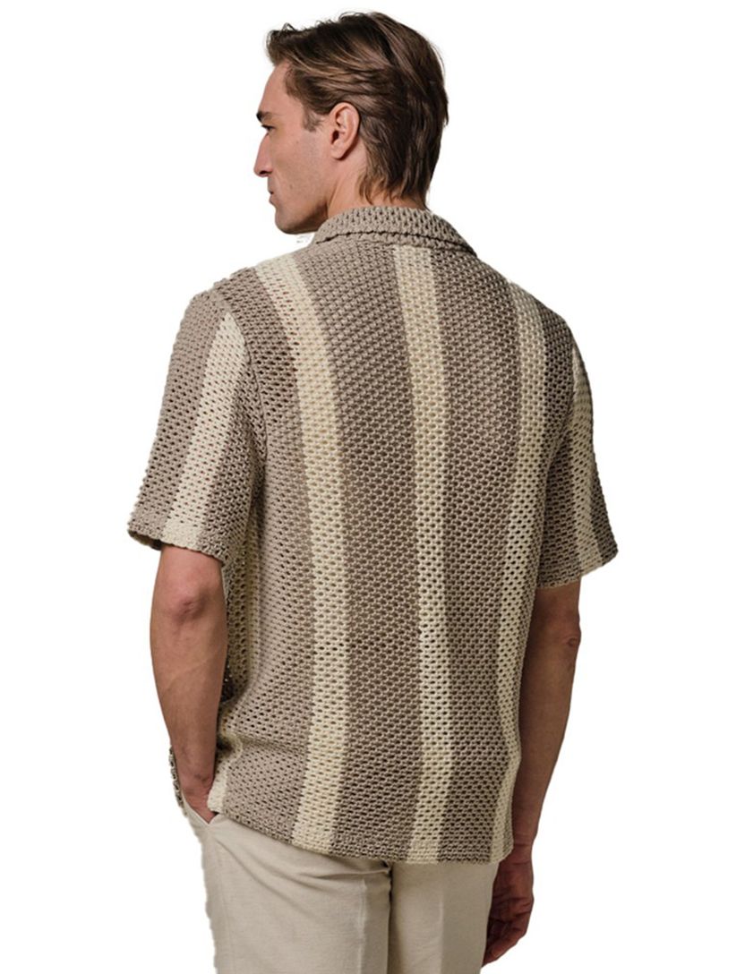 Poloshirt korte mouw Profuomo gehaakt strepen normale fit