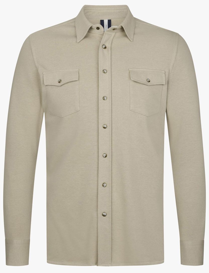 Overshirt Profuomo beige normale fit dubbele borstzakken