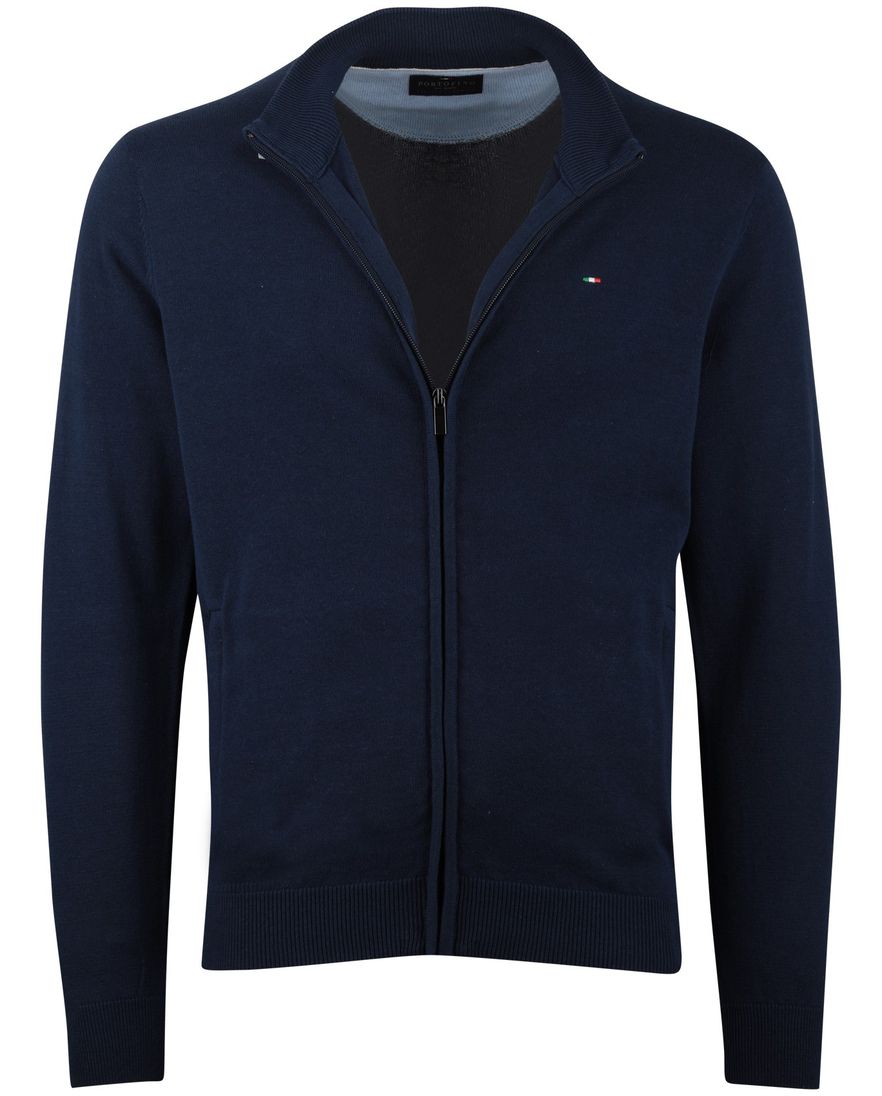 Portofino vest rits navy gemêleerd opstaande kraag