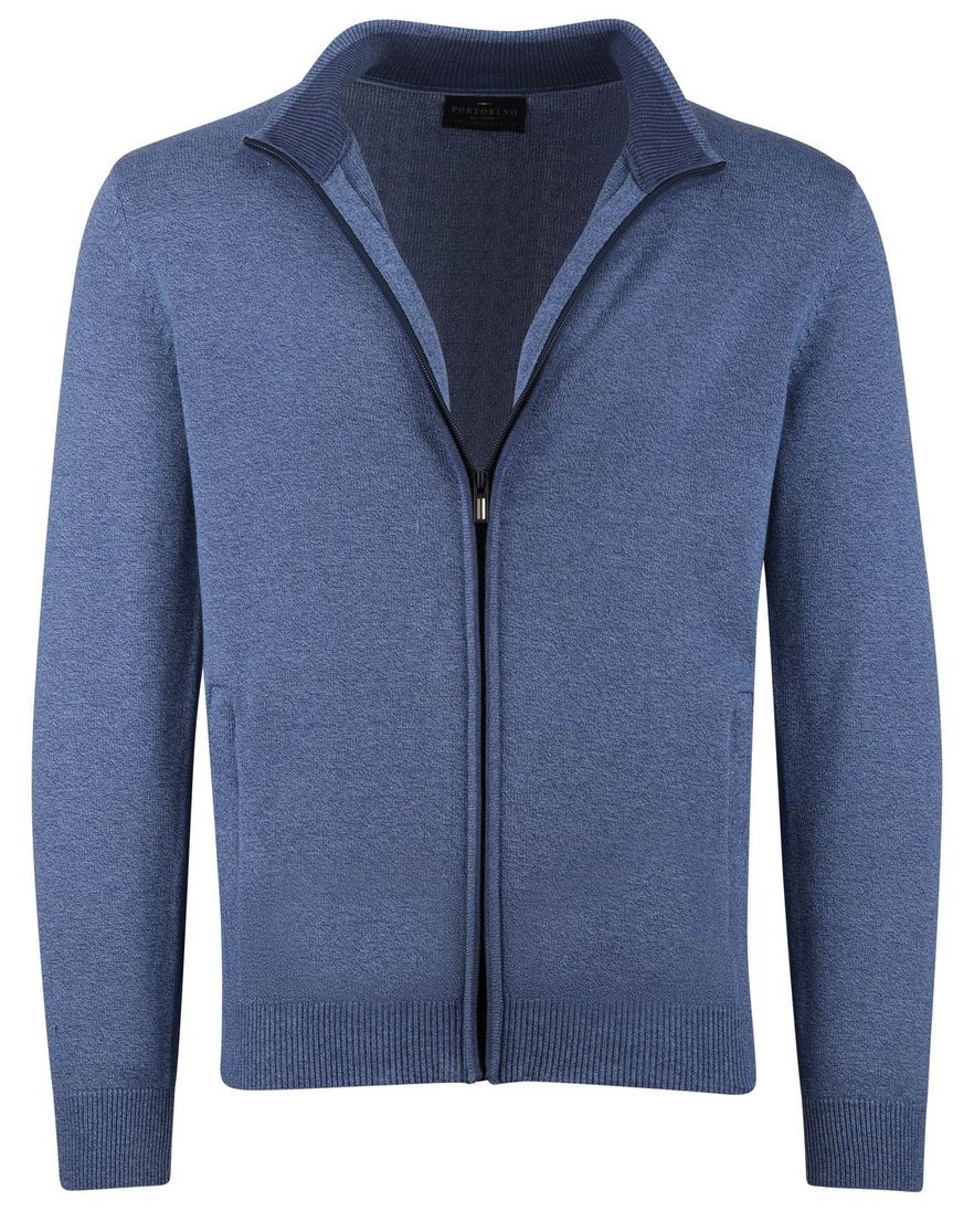 Portofino vest rits blauw opstaande kraag