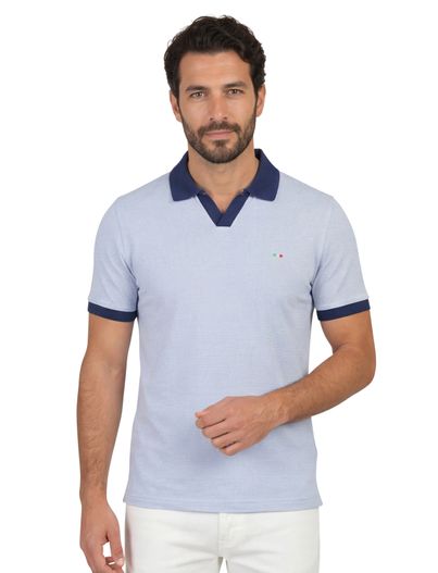 Portofino Poloshirt Portofino blauw streepjes normale fit korte mouw
