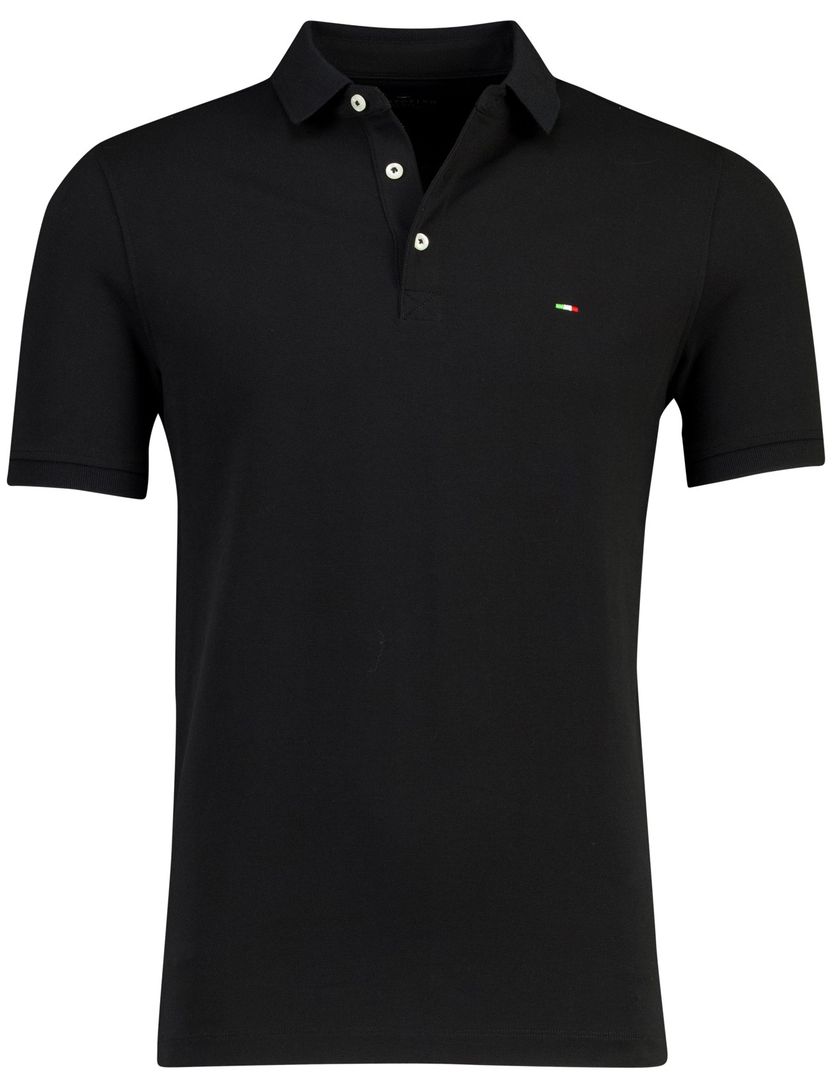 Poloshirt Portofino zwart pique 3 knoopjes