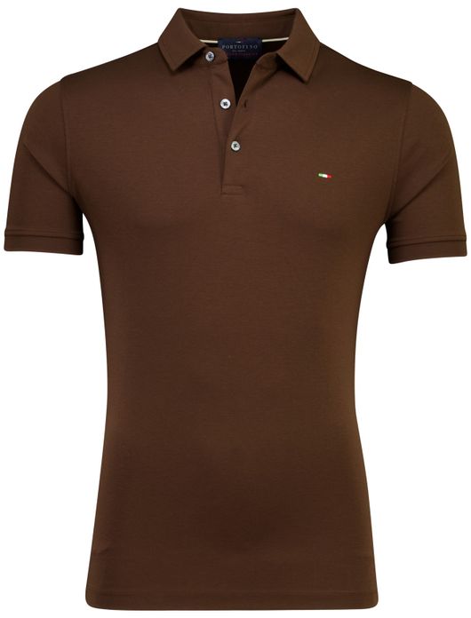 Portofino polo bruin korte mouw normale fit