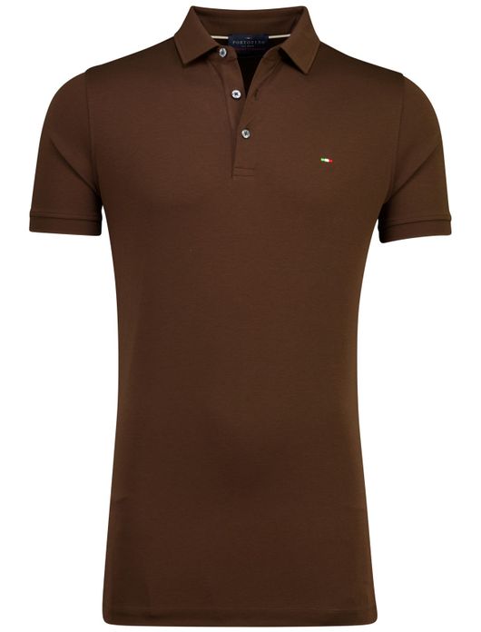 Portofino poloshirt bruin korte mouw extra lang