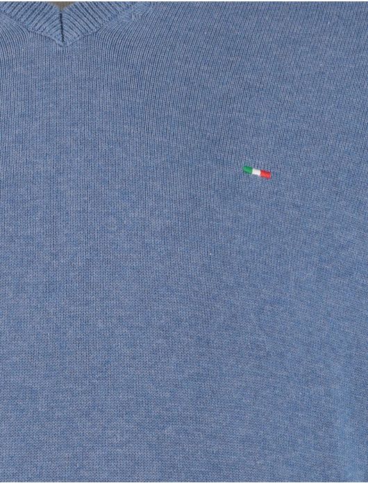 Portofino trui gemêleerd v-hals blauw