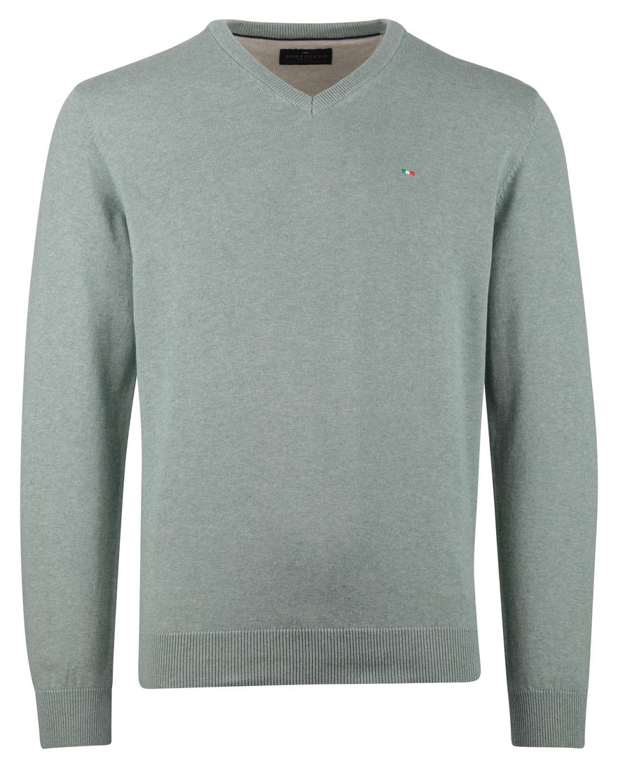 Portofino trui v-hals gemêleerd groen